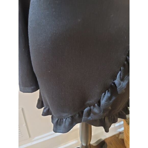 Multiples Sweater Women's Large Black Cowl Neck Long Sleeve Ruffle Hem Stretch - Picture 6 of 13